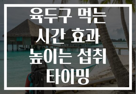 육두구 먹는 시간 효과 높이는 섭취 타이밍