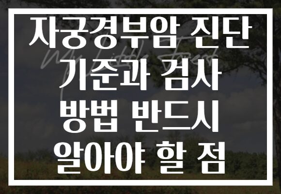 자궁경부암 진단 기준과 검사 방법 반드시 알아야 할 점