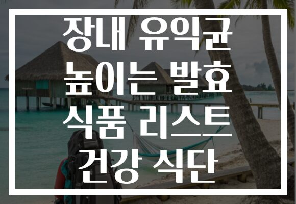 장내 유익균 높이는 발효 식품 리스트 건강 식단