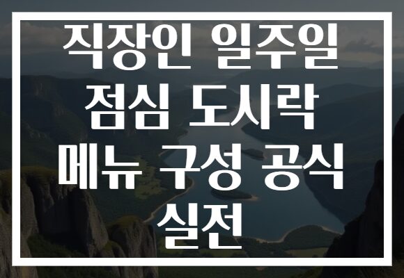 직장인 일주일 점심 도시락 메뉴 구성 공식 실전