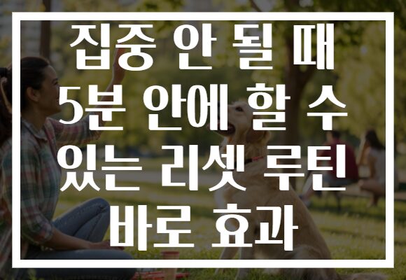 집중 안 될 때 5분 안에 할 수 있는 리셋 루틴 바로 효과