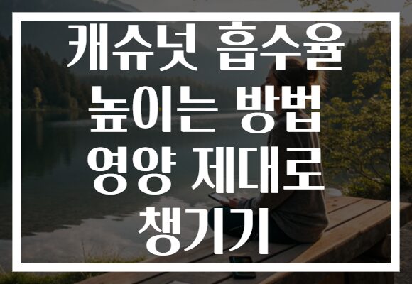 캐슈넛 흡수율 높이는 방법 영양 제대로 챙기기