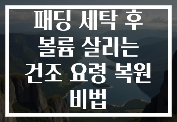 패딩 세탁 후 볼륨 살리는 건조 요령 복원 비법