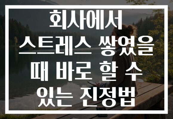 회사에서 스트레스 쌓였을 때 바로 할 수 있는 진정법
