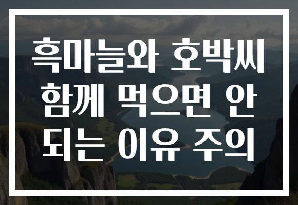 흑마늘와 호박씨 함께 먹으면 안 되는 이유 주의