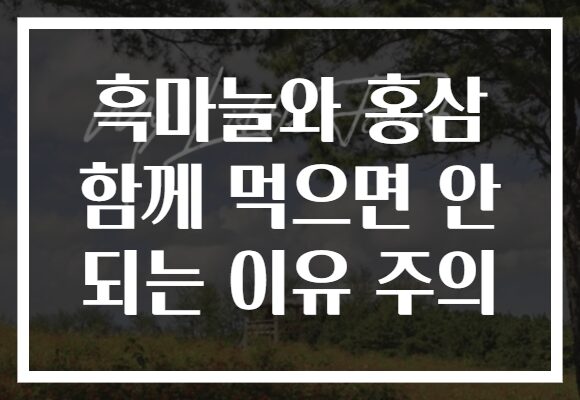 흑마늘와 홍삼 함께 먹으면 안 되는 이유 주의