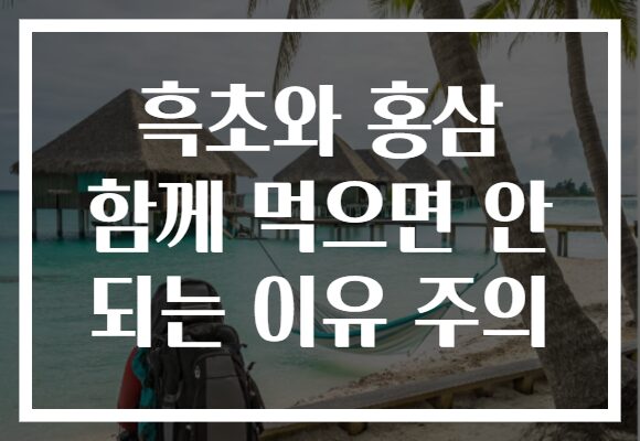 흑초와 홍삼 함께 먹으면 안 되는 이유 주의