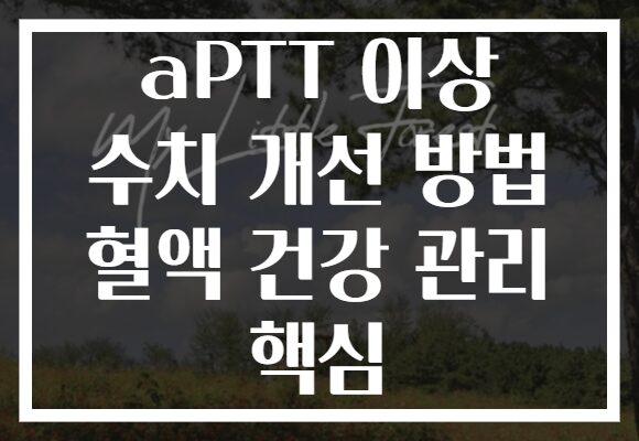 aPTT 이상 수치 개선 방법 혈액 건강 관리 핵심