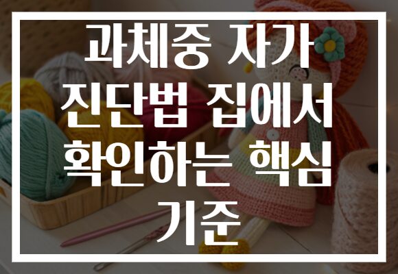 과체중 자가 진단법 집에서 확인하는 핵심 기준