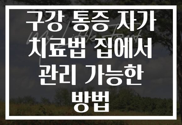 구강 통증 자가 치료법 집에서 관리 가능한 방법