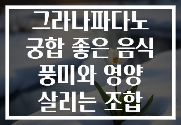 그라나파다노 궁합 좋은 음식 풍미와 영양 살리는 조합