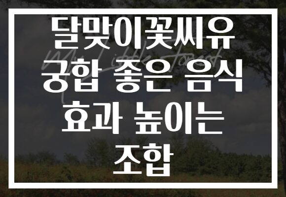 달맞이꽃씨유 궁합 좋은 음식 효과 높이는 조합