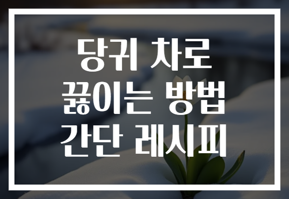 당귀 차로 끓이는 방법 간단 레시피