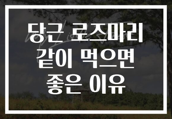 당근 로즈마리 같이 먹으면 좋은 이유
