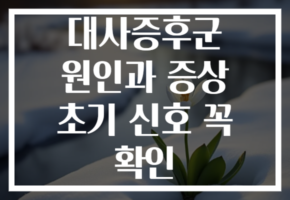 대사증후군 원인과 증상 초기 신호 꼭 확인