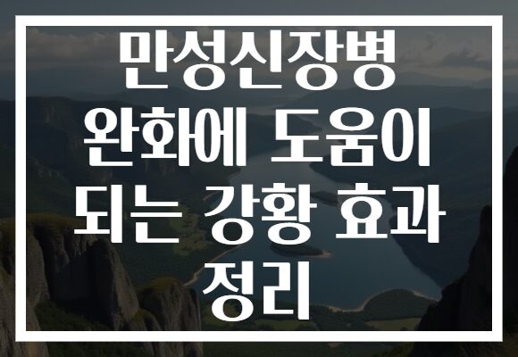 만성신장병 완화에 도움이 되는 강황 효과 정리