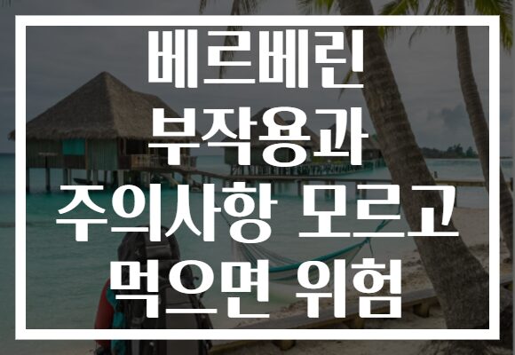 베르베린 부작용과 주의사항 모르고 먹으면 위험