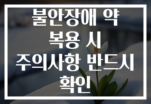 불안장애 약 복용 시 주의사항 반드시 확인