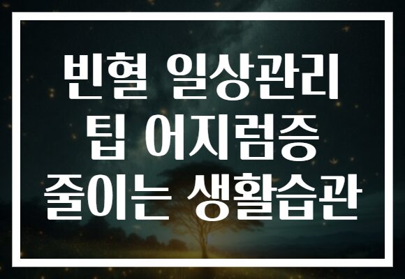 빈혈 일상관리 팁 어지럼증 줄이는 생활습관