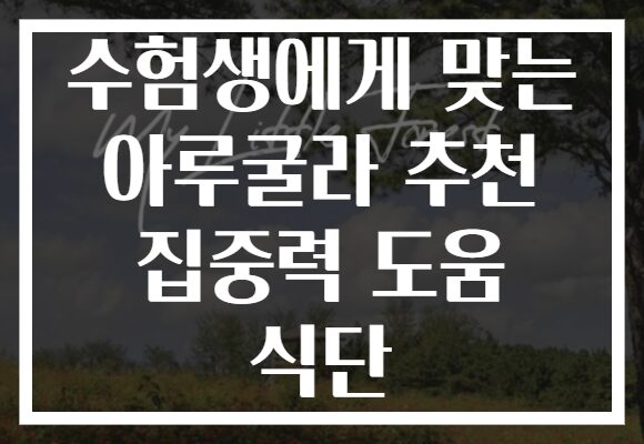 수험생에게 맞는 아루굴라 추천 집중력 도움 식단