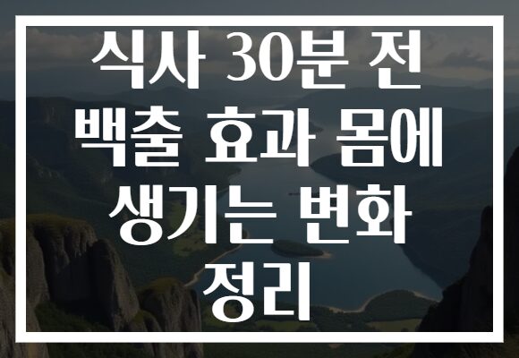 식사 30분 전 백출 효과 몸에 생기는 변화 정리