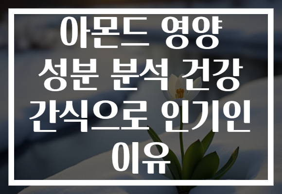 아몬드 영양 성분 분석 건강 간식으로 인기인 이유