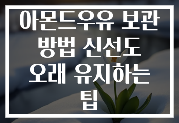 아몬드우유 보관 방법 신선도 오래 유지하는 팁