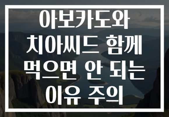 아보카도와 치아씨드 함께 먹으면 안 되는 이유 주의