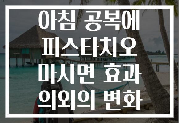 아침 공복에 피스타치오 마시면 효과 의외의 변화