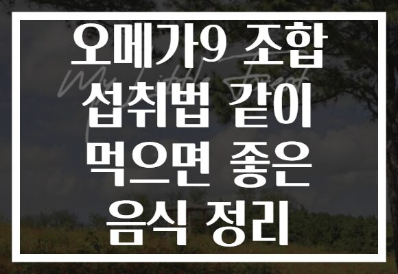 오메가9 조합 섭취법 같이 먹으면 좋은 음식 정리