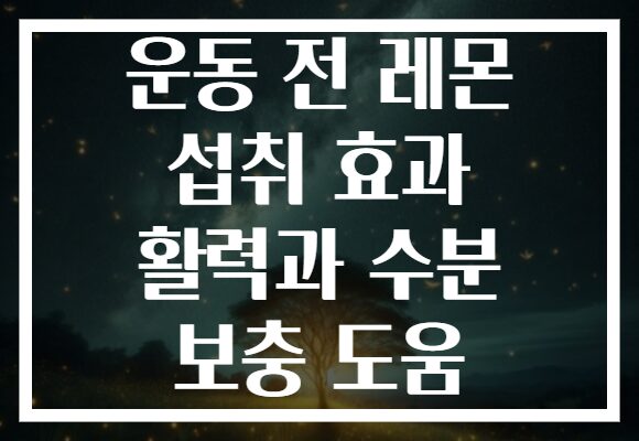 운동 전 레몬 섭취 효과 활력과 수분 보충 도움