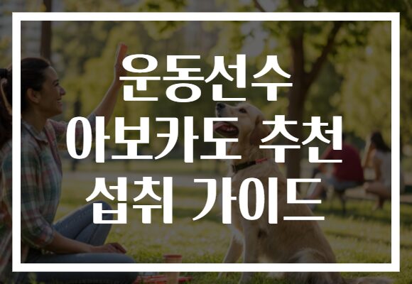 운동선수 아보카도 추천 섭취 가이드
