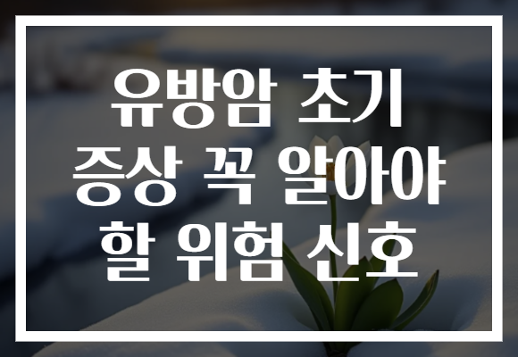 유방암 초기 증상 꼭 알아야 할 위험 신호