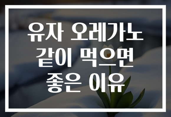 유자 오레가노 같이 먹으면 좋은 이유