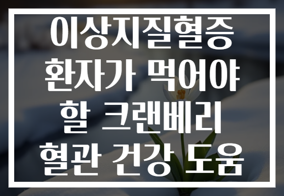 이상지질혈증 환자가 먹어야 할 크랜베리 혈관 건강 도움