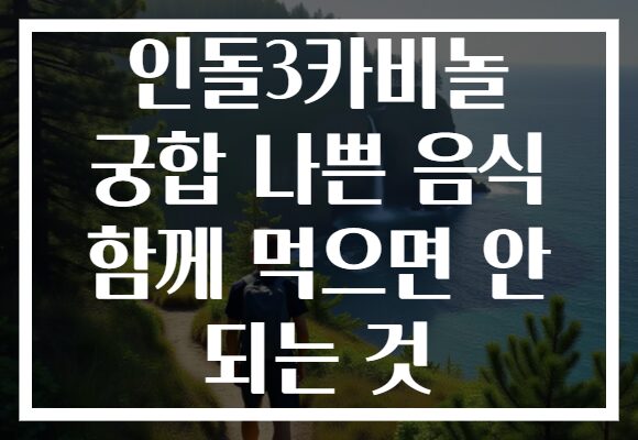 인돌3카비놀 궁합 나쁜 음식 함께 먹으면 안 되는 것