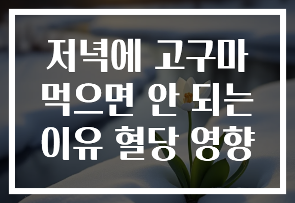 저녁에 고구마 먹으면 안 되는 이유 혈당 영향