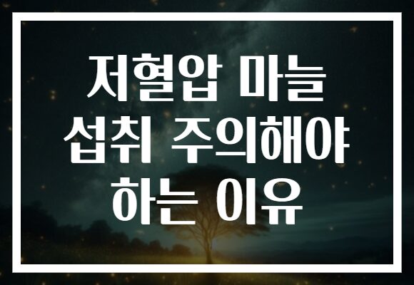 저혈압 마늘 섭취 주의해야 하는 이유
