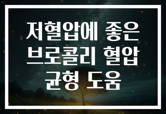 저혈압에 좋은 브로콜리 혈압 균형 도움