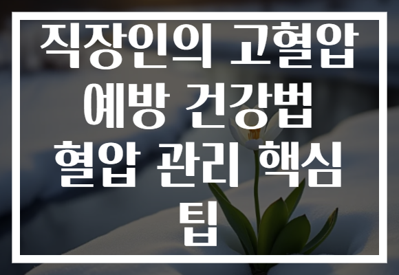 직장인의 고혈압 예방 건강법 혈압 관리 핵심 팁