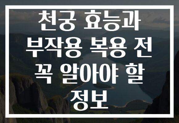 천궁 효능과 부작용 복용 전 꼭 알아야 할 정보