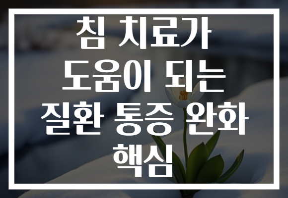 침 치료가 도움이 되는 질환 통증 완화 핵심