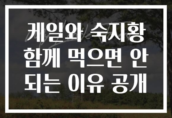 케일와 숙지황 함께 먹으면 안 되는 이유 공개