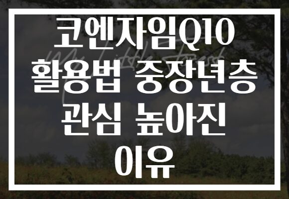 코엔자임Q10 활용법 중장년층 관심 높아진 이유