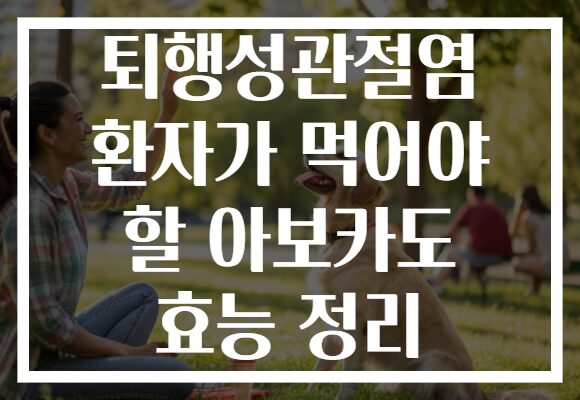 퇴행성관절염 환자가 먹어야 할 아보카도 효능 정리