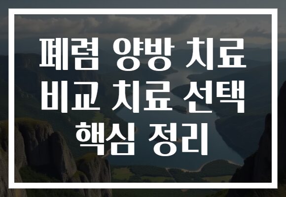 폐렴 양방 치료 비교 치료 선택 핵심 정리