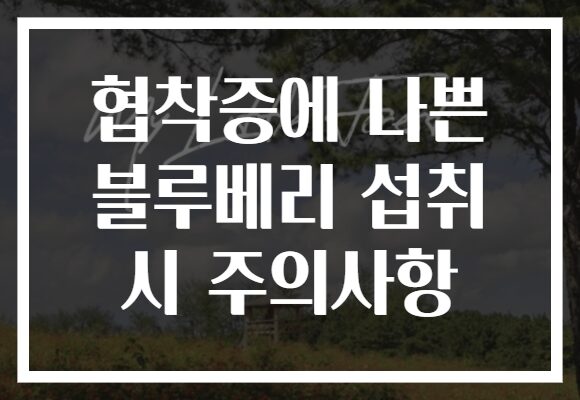 협착증에 나쁜 블루베리 섭취 시 주의사항