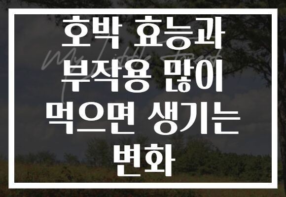 호박 효능과 부작용 많이 먹으면 생기는 변화