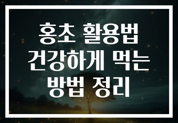 홍초 활용법 건강하게 먹는 방법 정리