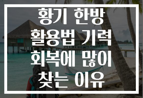 황기 한방 활용법 기력 회복에 많이 찾는 이유
